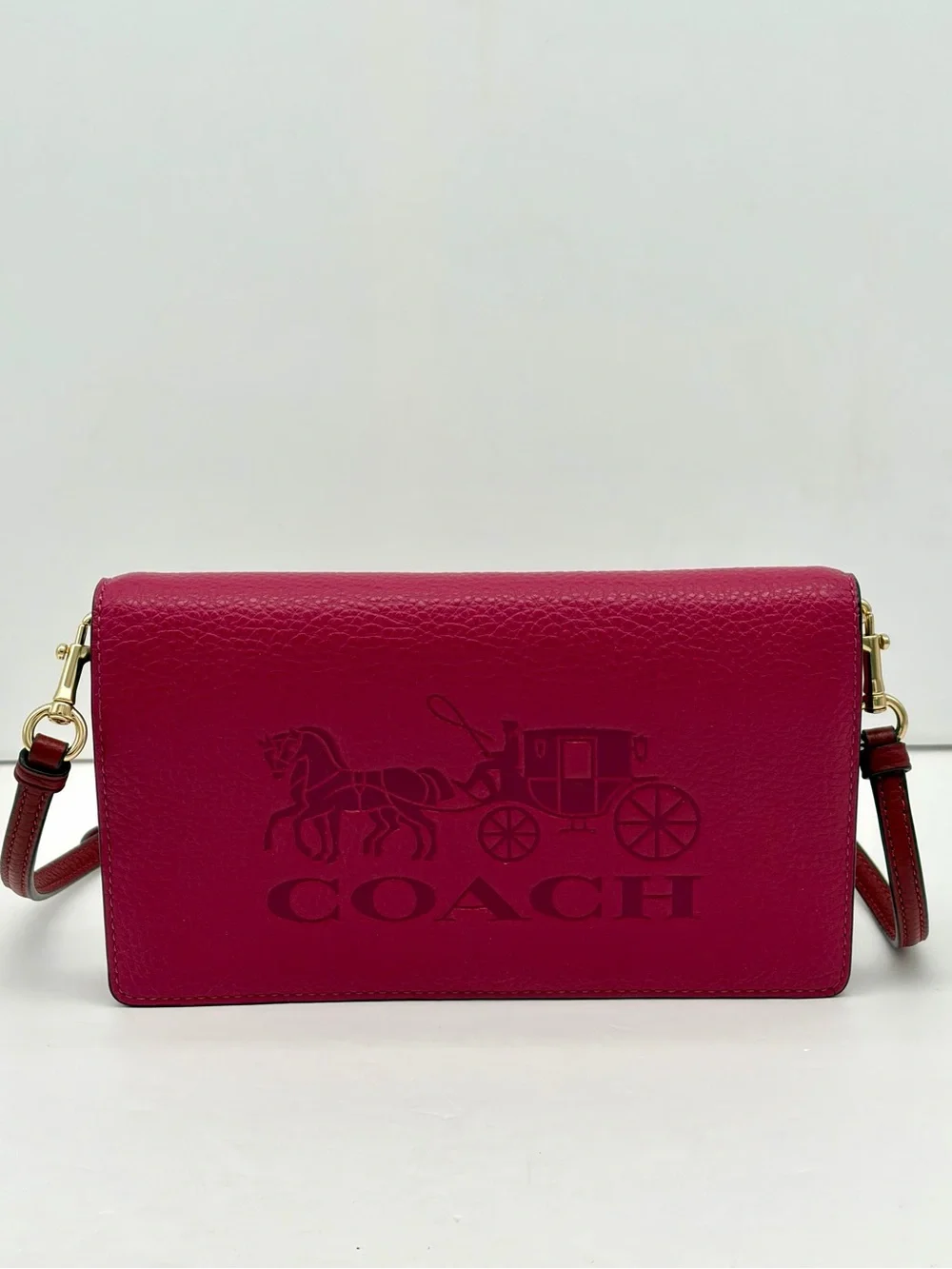 Coach Pebbled Leather Embossed Crossbody - Rose Pink